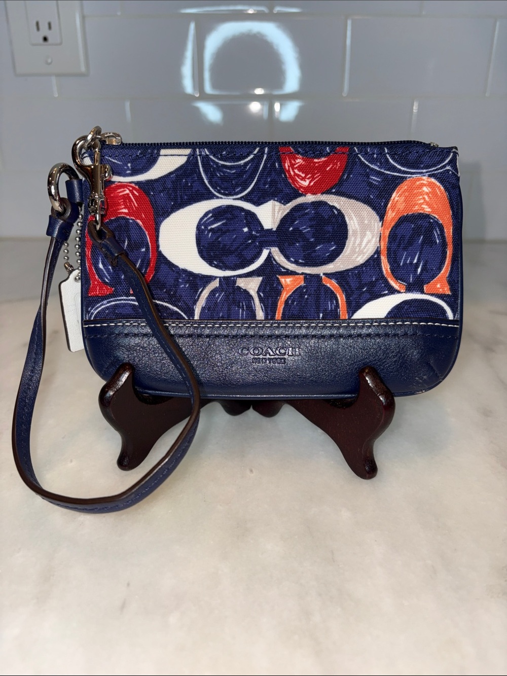 Coach Scribble Signature Logo Canvas Wristlet Wallet Purse